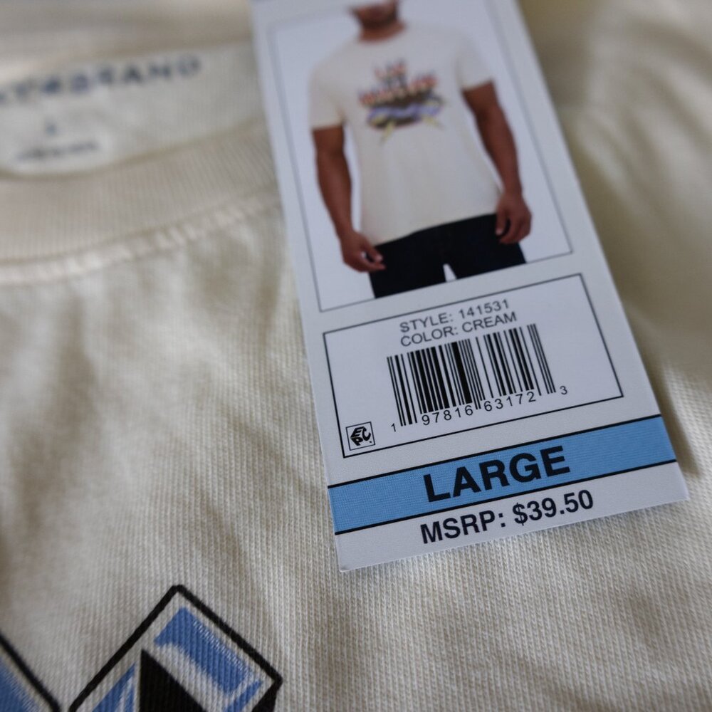 Lucky Brand NWT Retro Style Los Angeles Cream Graphic Unisex T-Shirt - Picture 9 of 9
